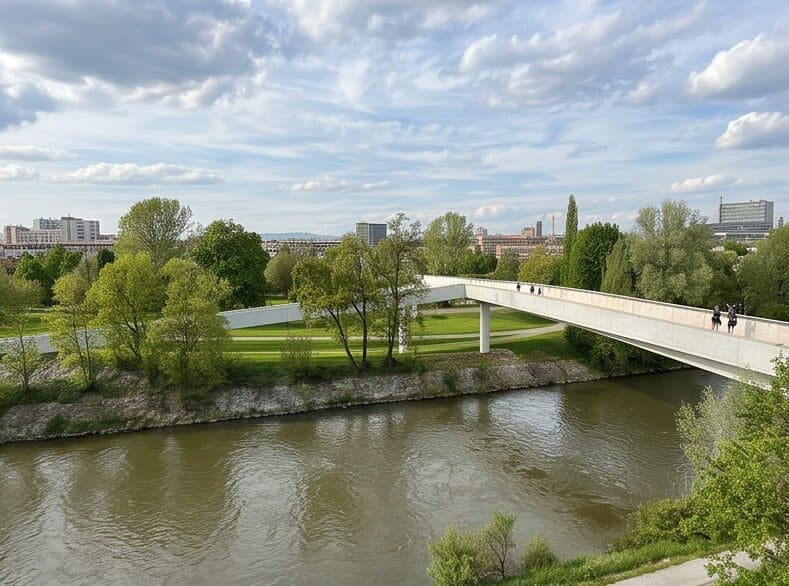 Lávka pro pěší a cyklisty HolKa propojuje Karlín, Štvanici a Holešovice
